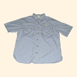 Field & Stream Blue Vented Short Sleeve Nylon Shirt Mens Fishing Outdoor LARGE